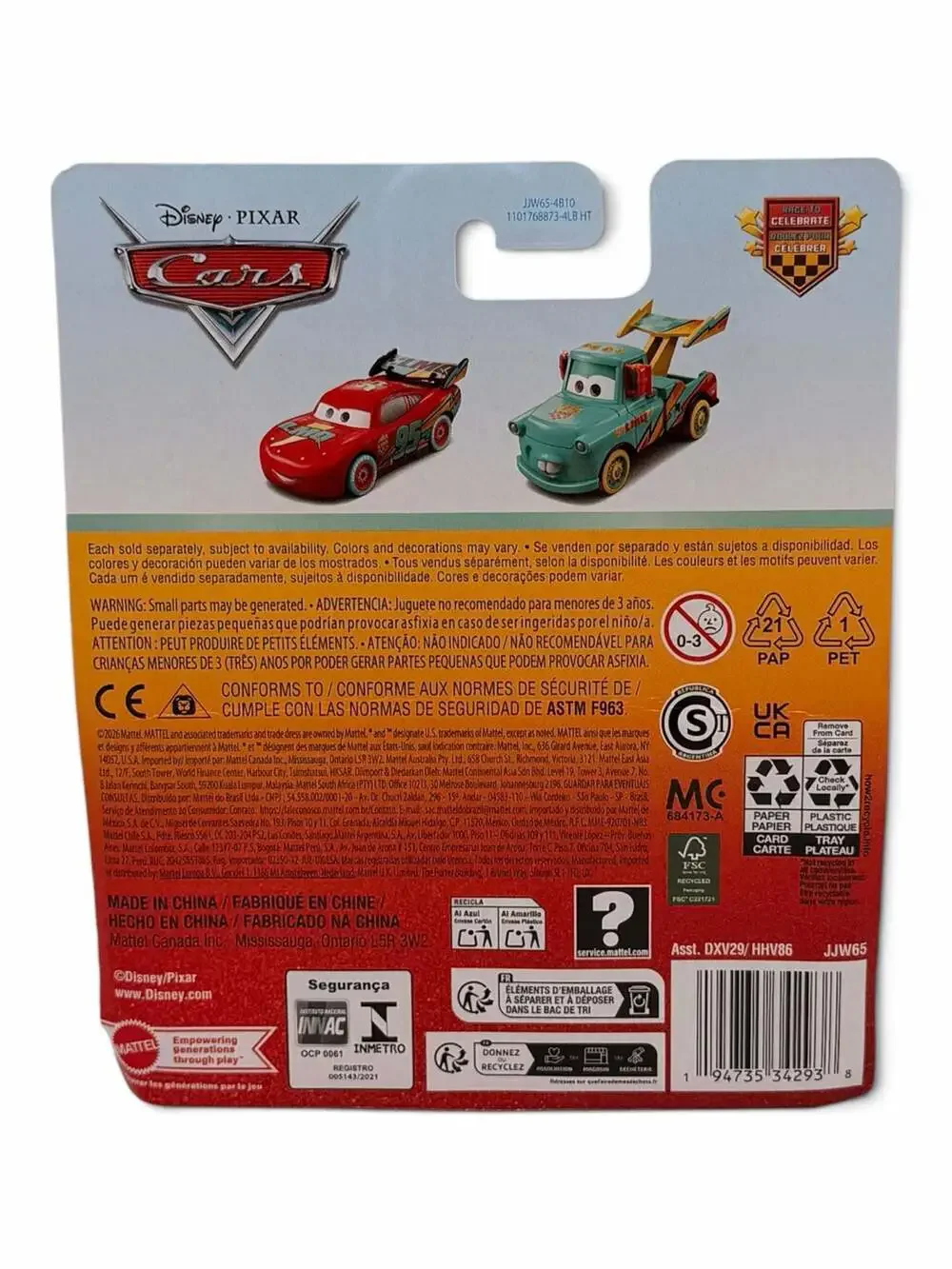 Disney Pixar Cars Race to Celebrate Lightning McQueen 1:55 Diecast Car Mattel